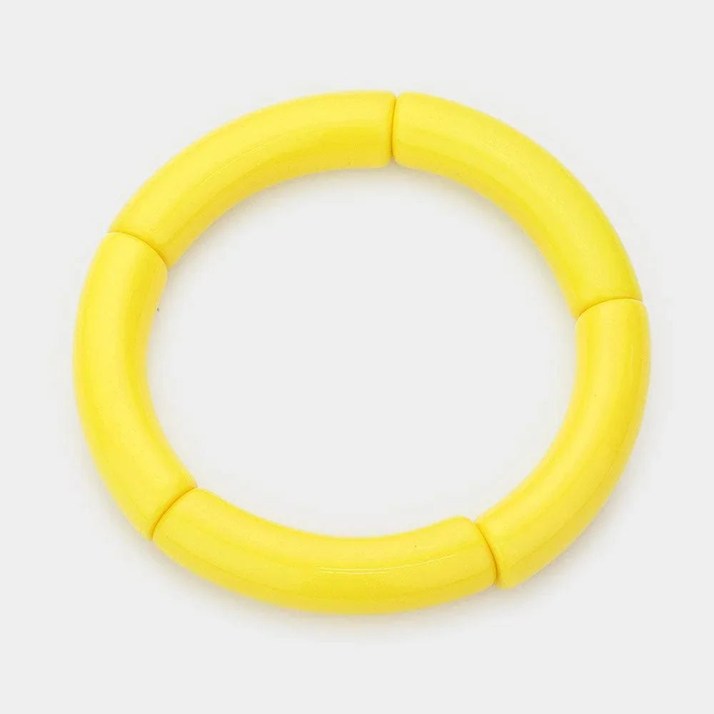 Yellow Solid Resin Stretch Bracelet - Jewelry Store by Erik Rayo