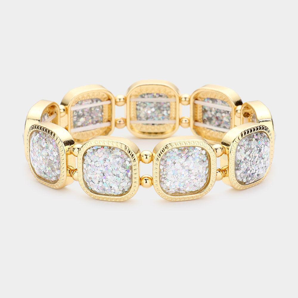 Glittered Square Stretch Bracelet - Jewelry Store by Erik Rayo