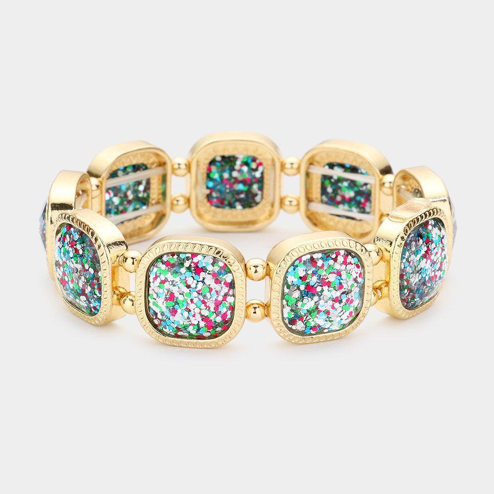 Glittered Square Stretch Bracelet - Jewelry Store by Erik Rayo