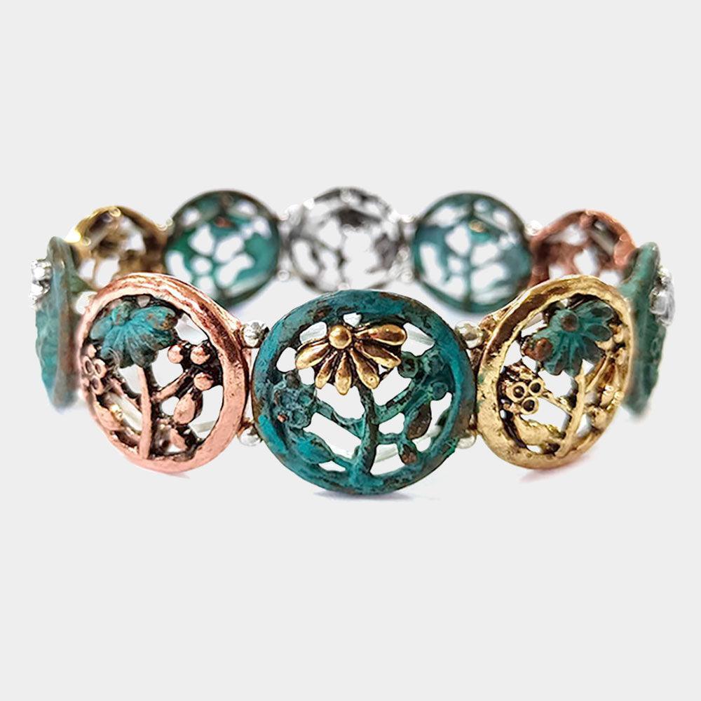 Metal Flower Stretch Bracelet - Jewelry Store by Erik Rayo