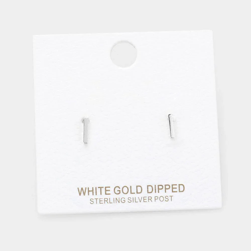 Letter I White Gold Dipped Metal Monogram Stud Earrings - Jewelry Store by Erik Rayo