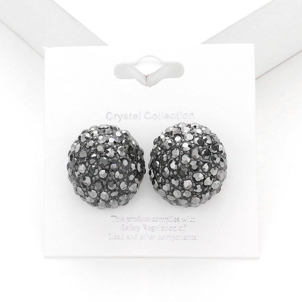 Rhinestone Embellished Dome Stud Evening Earrings - Jewelry Store by Erik Rayo