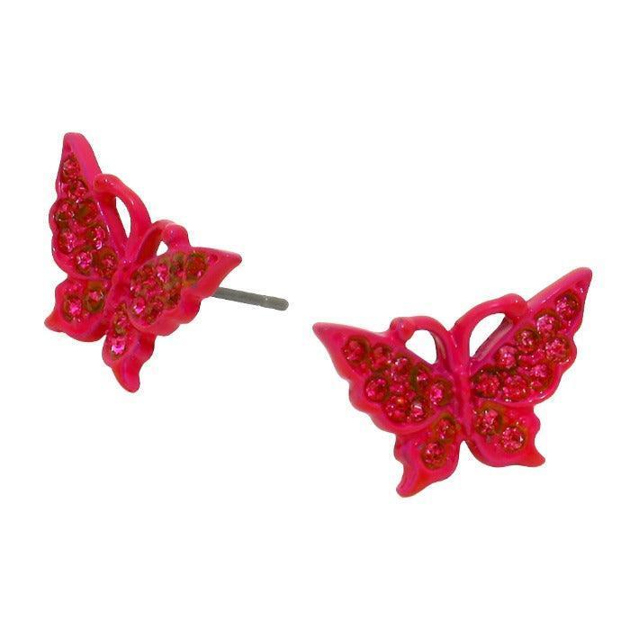 Rhinestone Embellished Butterfly Stud Earrings - Jewelry Store by Erik Rayo