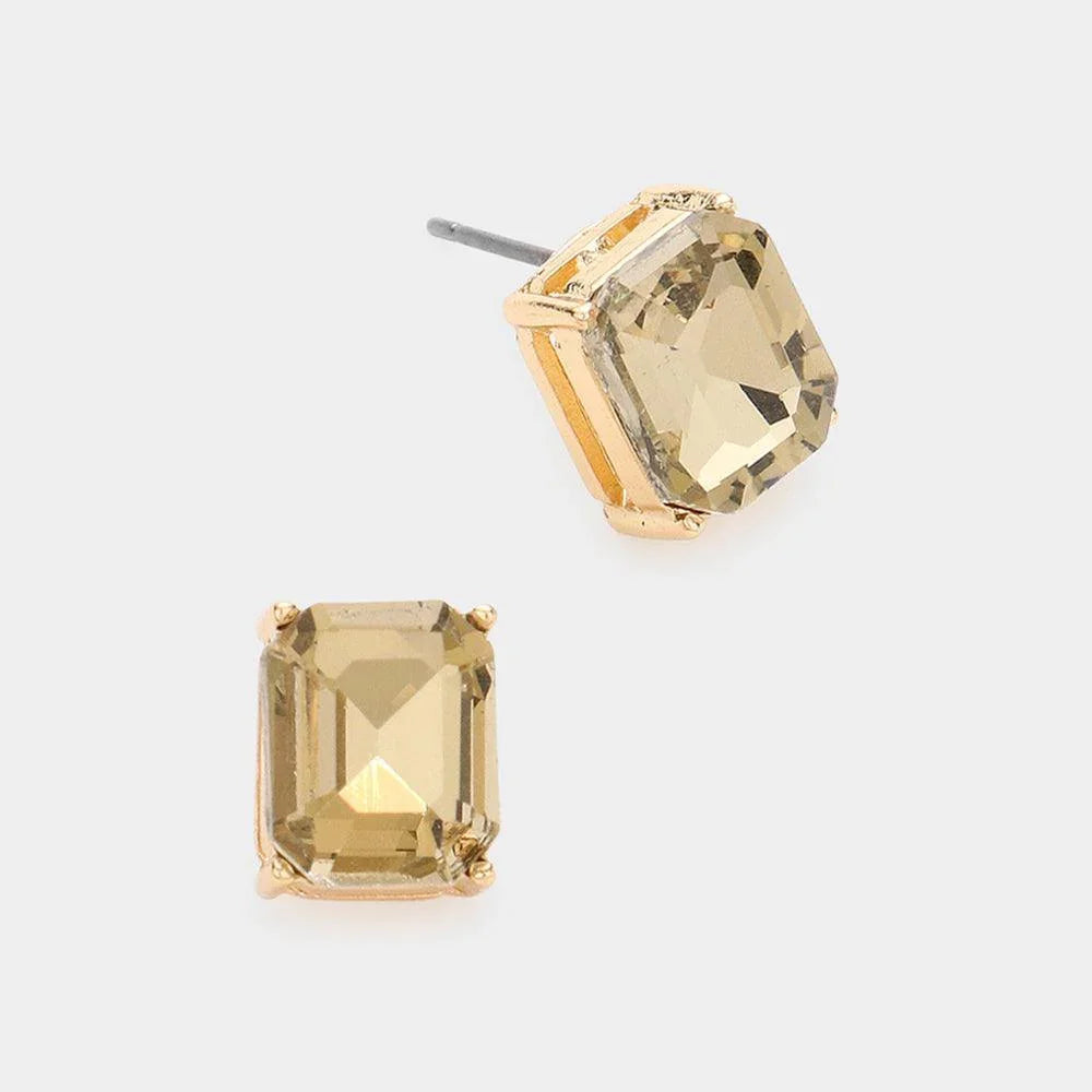 Emerald Cut Stone Stud Evening Earrings - Jewelry Store by Erik Rayo