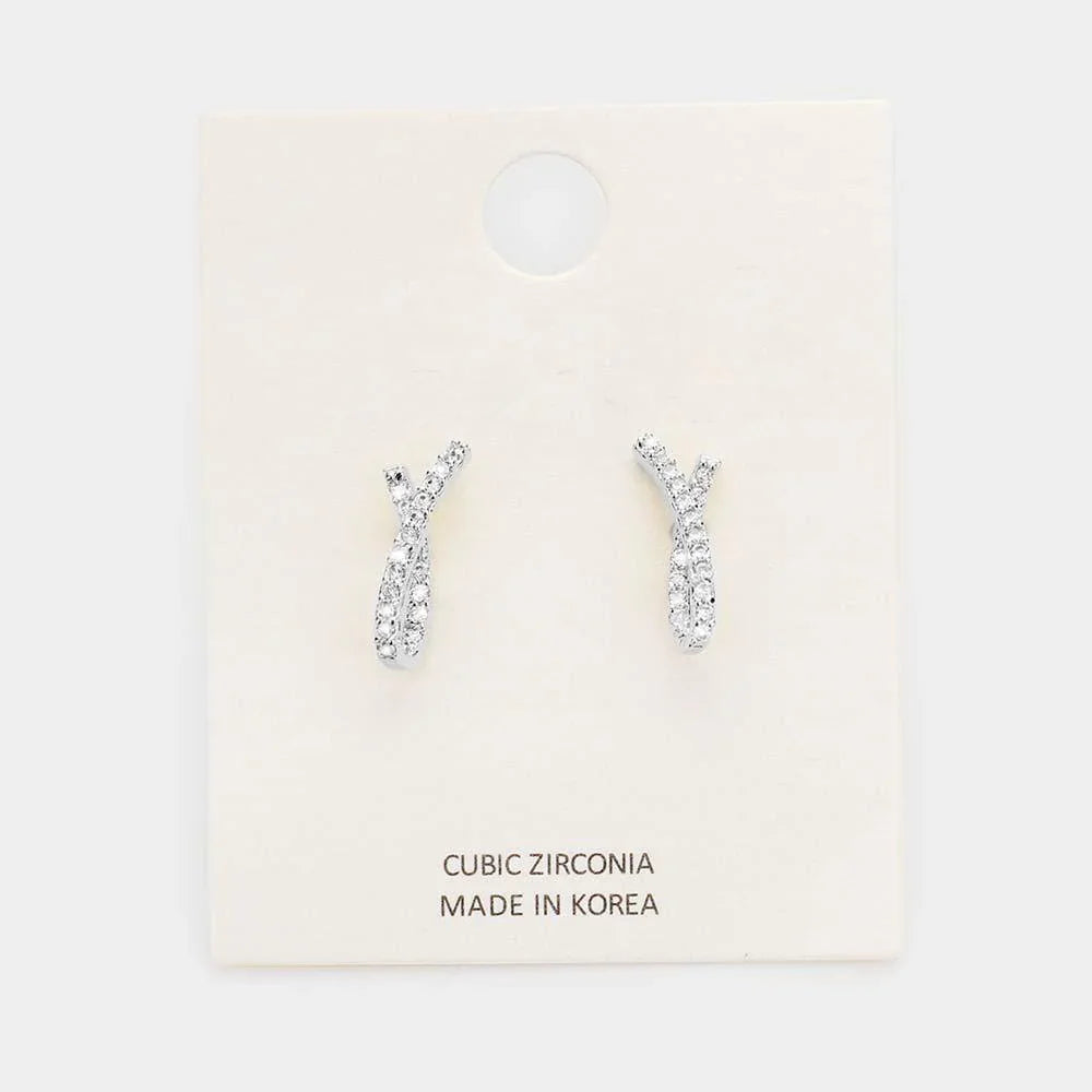 Cubic Zirconia Pave Stud Earrings - Jewelry Store by Erik Rayo