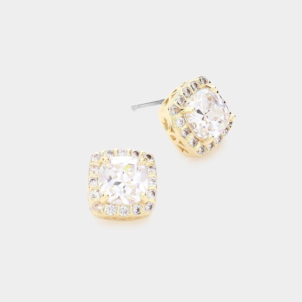 Gold CZ Stone Cluster Stud Earrings - Jewelry Store by Erik Rayo