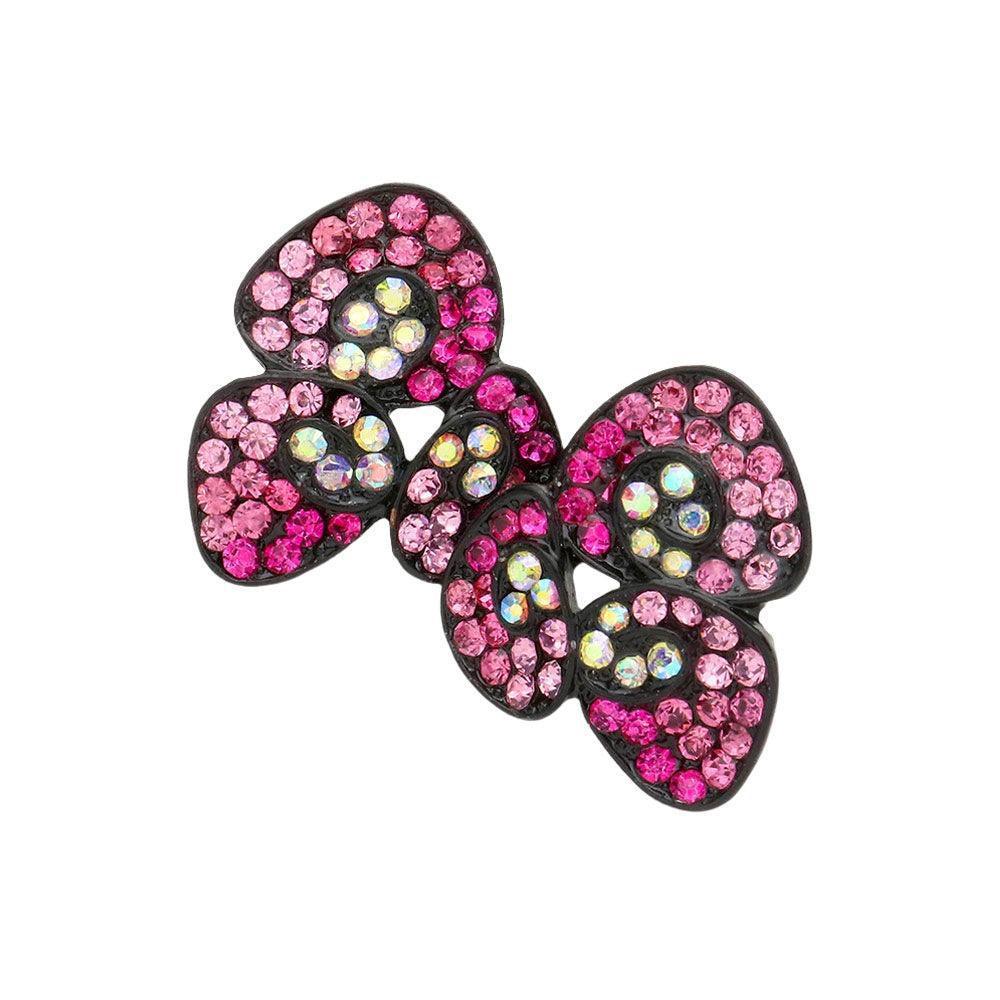 Fuchsia Crystal petal stud earrings - Jewelry Store by Erik Rayo