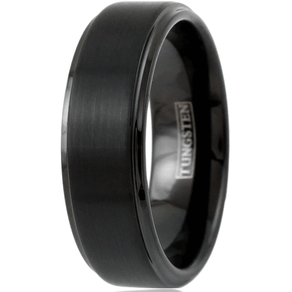 Men's Wedding Band Rings - 6mm All Black Brushed Tungsten Carbide Engagement Band for Men and Women - Jewelry Store by Erik Rayo