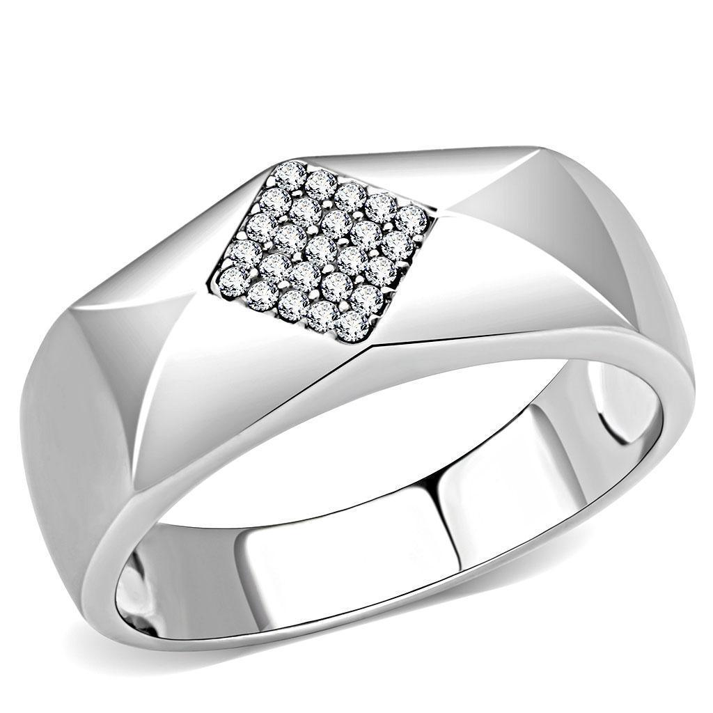 Anillo Color Plata Para Hombres de Acero Inoxidable Diamante Moderno - Jewelry Store by Erik Rayo