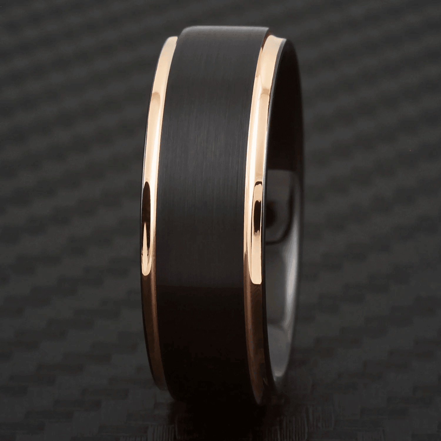 Men's Wedding Band Rings - Black Rose Gold Brushed - 6mm Wedding Rings for Men and Women - Jewelry Store by Erik Rayo