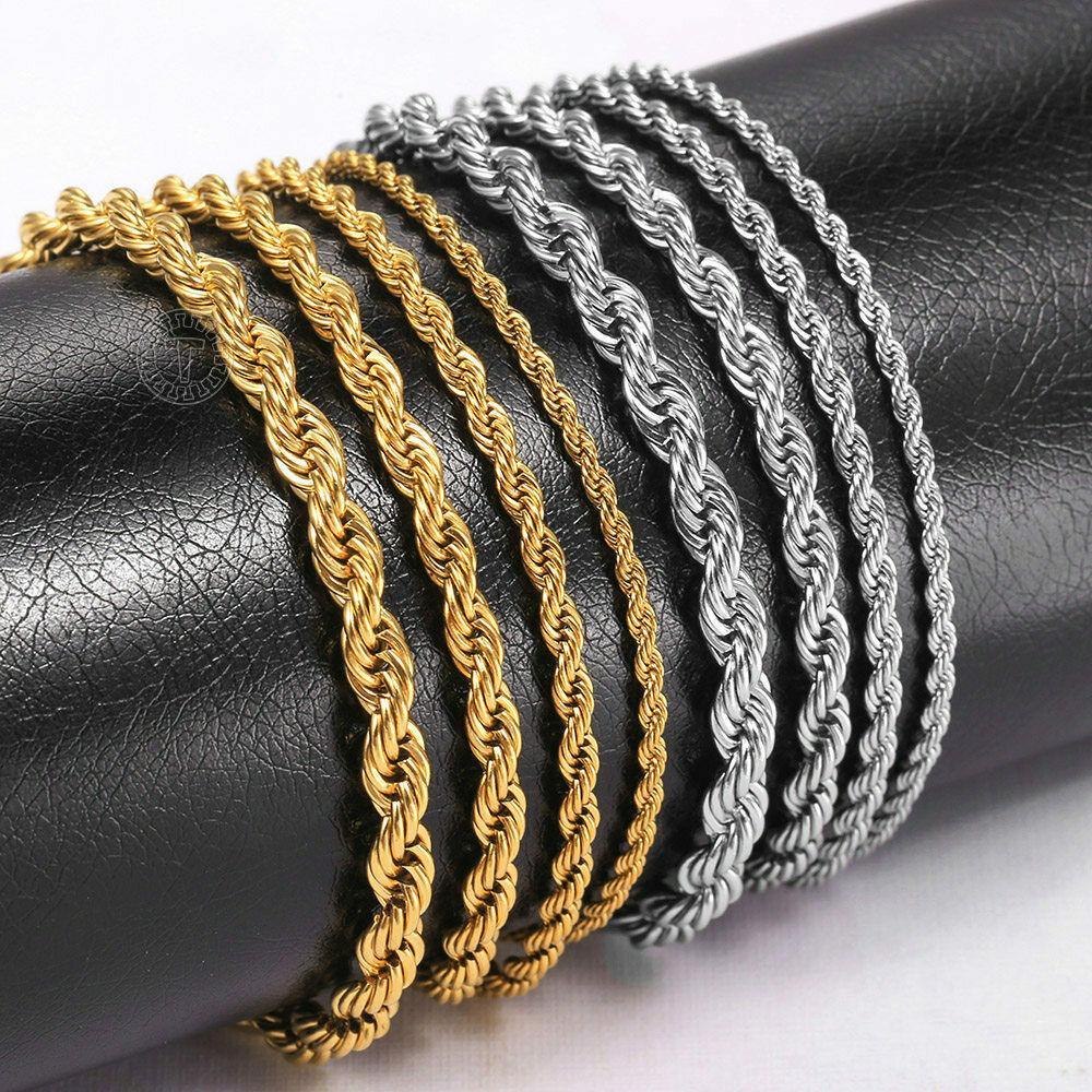 Rope Bracelet for Men and Women Silver or Gold Stainless Steel for Men and Women - Jewelry Store by Erik Rayo