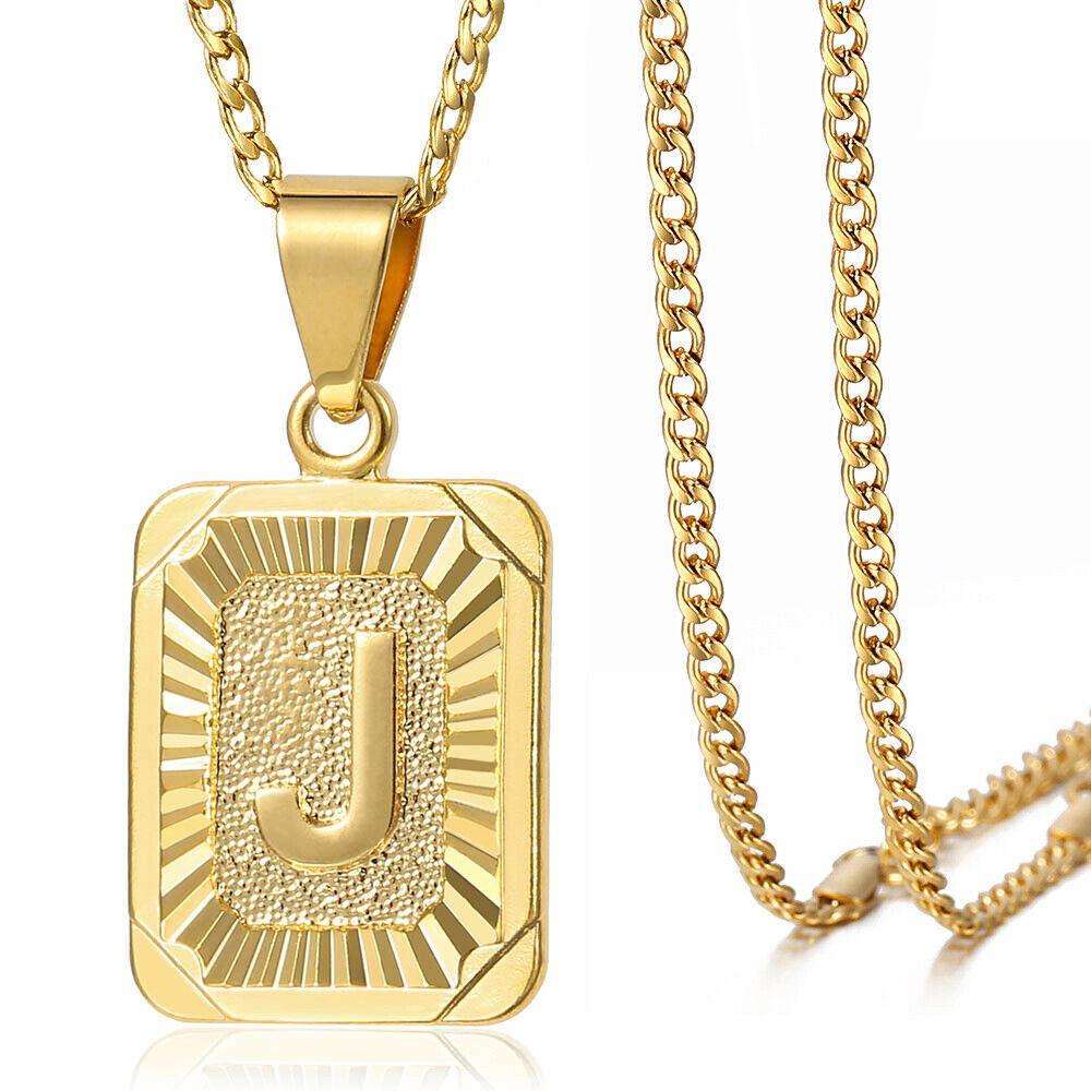 Custom Initial Necklaces for Women & Men 18" Gold Filled Initial Letter Pendant Necklace Stainless Steel Chain - Jewelry Store by Erik Rayo