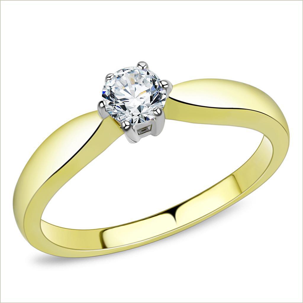 Gold Diamond Rings for Women Solitaire Stainless Steel Anillo Diamante Solitario Color Oro Para Mujer Acero Inoxidable - Jewelry Store by Erik Rayo