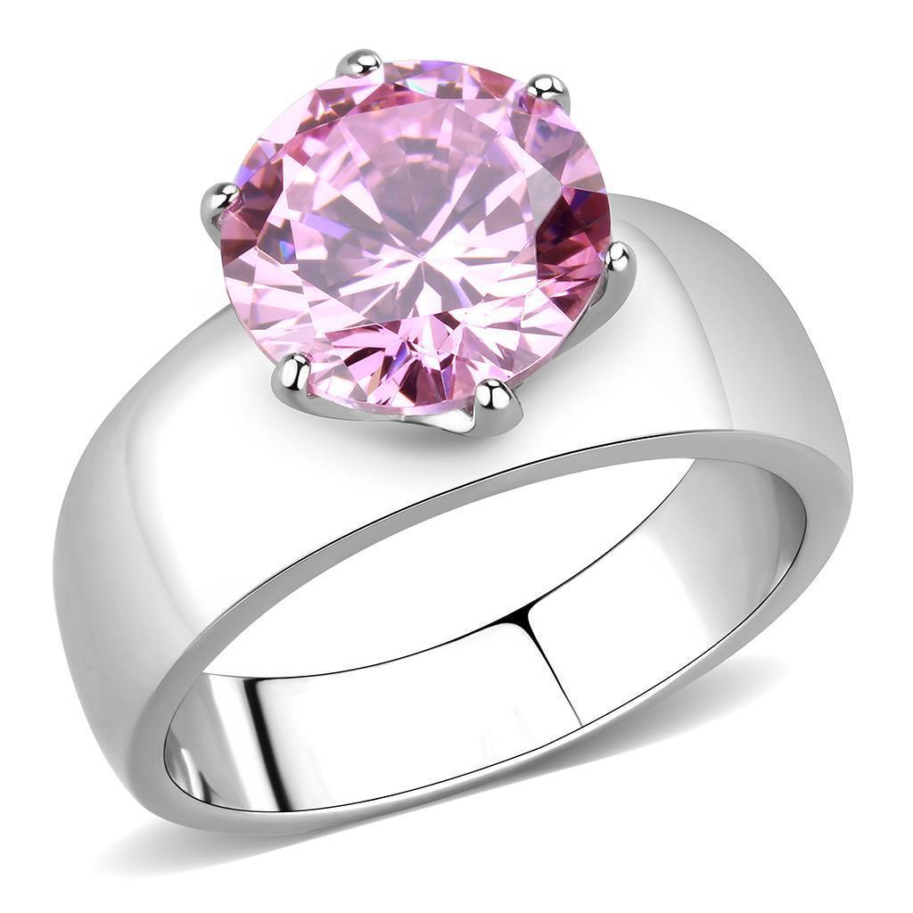 Light Pink Silver Rings for Women Solitaire Stainless Steel Zircoin Anillo RosaPlata Para Mujer Solitario Acero Inoxidable - Jewelry Store by Erik Rayo