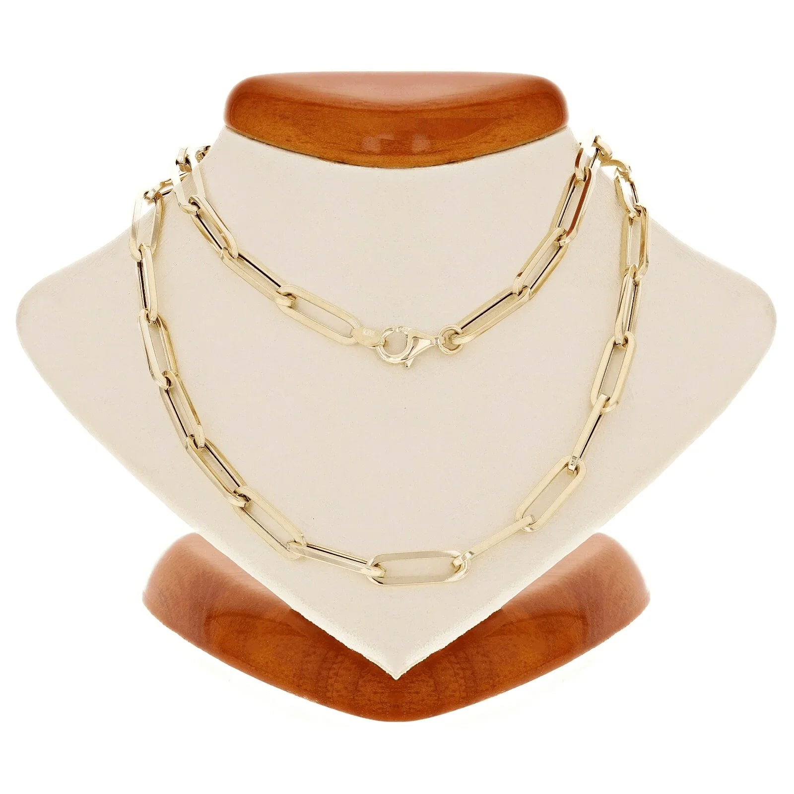 Italian 14k Yellow Gold Hollow Paper Clip Chain Necklace 18" 4.3mm 6.2 grams - Jewelry Store by Erik Rayo