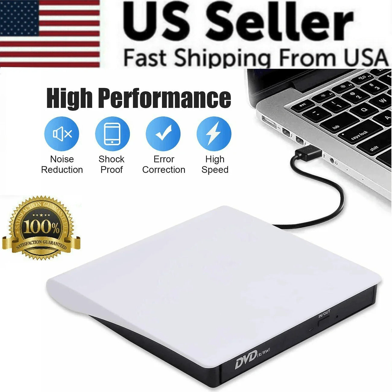 Slim External CD DVD Drive USB 3.0 Disc Player Burner Writer For Laptop PC Mac - Jewelry Store by Erik Rayo