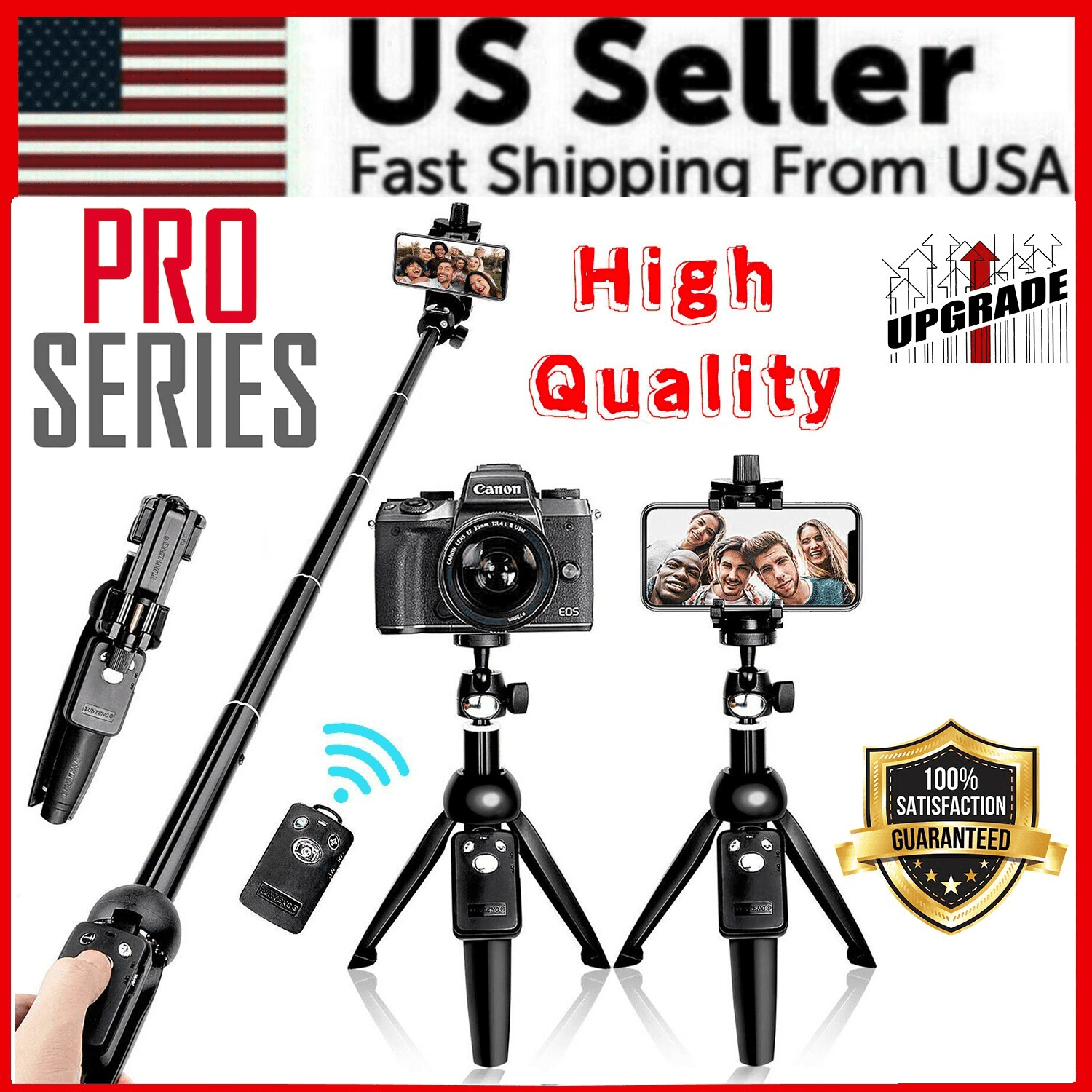 Selfie Stick Tripod 40" Bluetooth Remote Portable for iPhone and Android Phones