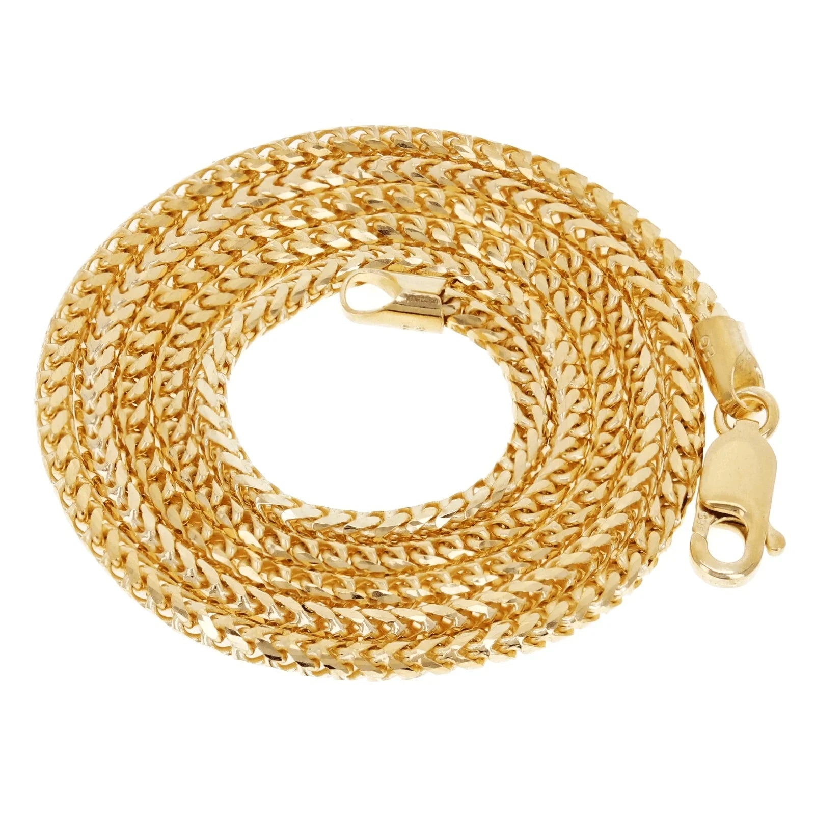 Italian 14k Yellow Gold Solid Diamond Cut Franco Chain Necklace 22" 2mm 12.4gram - Jewelry Store by Erik Rayo