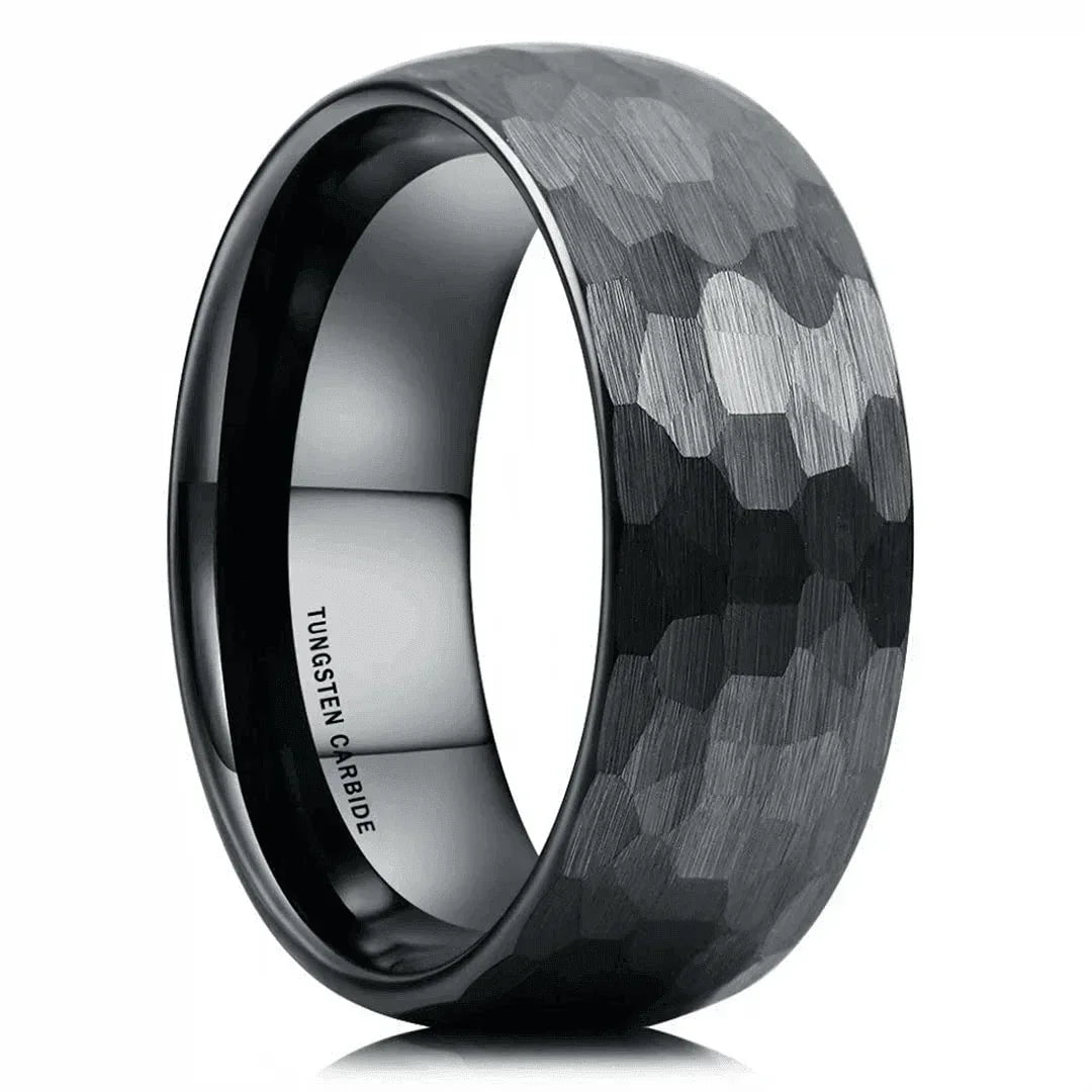 Men's 6mm Black Hammered Comfort Fit Wedding Band Ring - Unisex - Jewelry Store by Erik Rayo