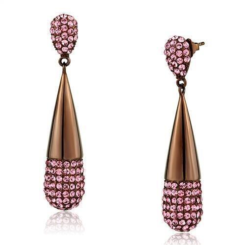 Womens Earrings Coffee Light Stainless Steel with Top Grade Crystal - Jewelry Store by Erik Rayo