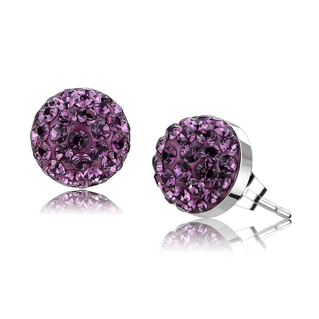 Womens Earrings High Polished Silver (No Plating) Stainless Steel with Top Grade Crystal - Jewelry Store by Erik Rayo