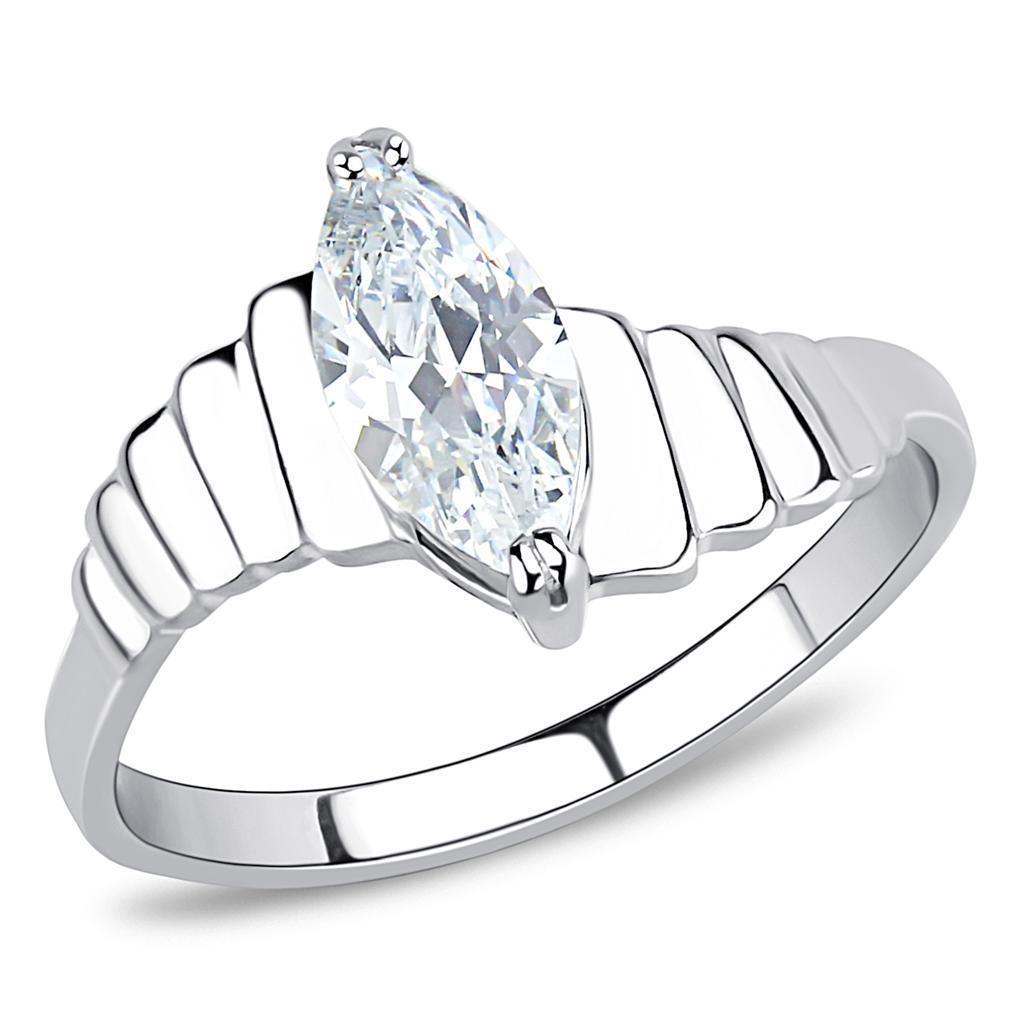 Rings for Women Clear Marquise Stainless Steel Ring with AAA Grade CZ in Clear - Jewelry Store by Erik Rayo