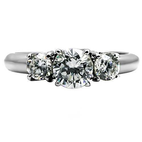 Rings for Women Stainless Steel 3 Round CZ Past Present Future Engagement Anniversary Ring - Jewelry Store by Erik Rayo