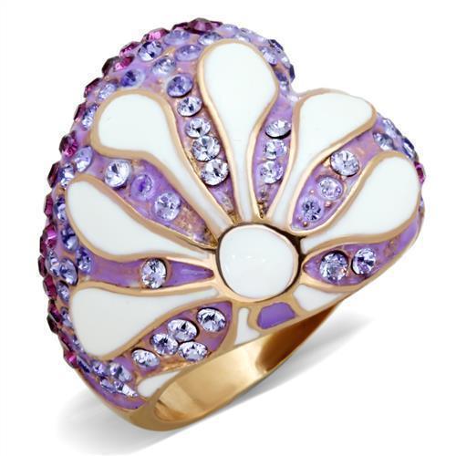 Anillos Para Mujer Color Oro Rojo de 316L Acero Inoxidable con Piedra Crystal en Multicolor Portici - Jewelry Store by Erik Rayo