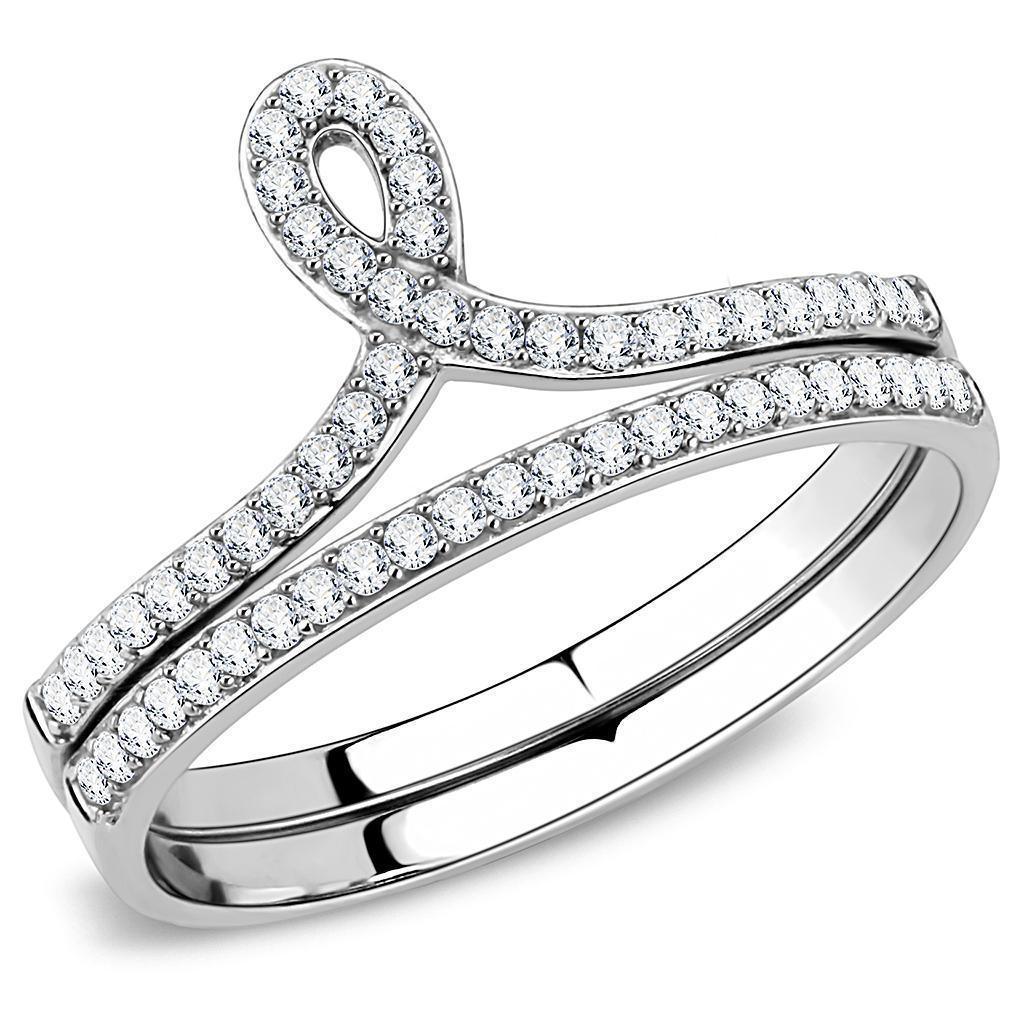 Anillos Para Mujer Color Plata de 316L Acero Inoxidable con Diamante Zirconia Cubica DA063 - Jewelry Store by Erik Rayo