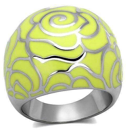 Anillos Para Mujer Color Plata de 316L Acero Inoxidable con Epoxi Citrino Amarillo TK1740 - Jewelry Store by Erik Rayo