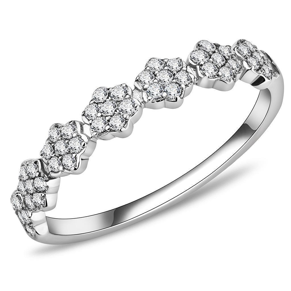 Silver Rings for Women 316L Stainless Steel DA102 - AAA Grade Cubic Zirconia in Clear - Jewelry Store by Erik Rayo