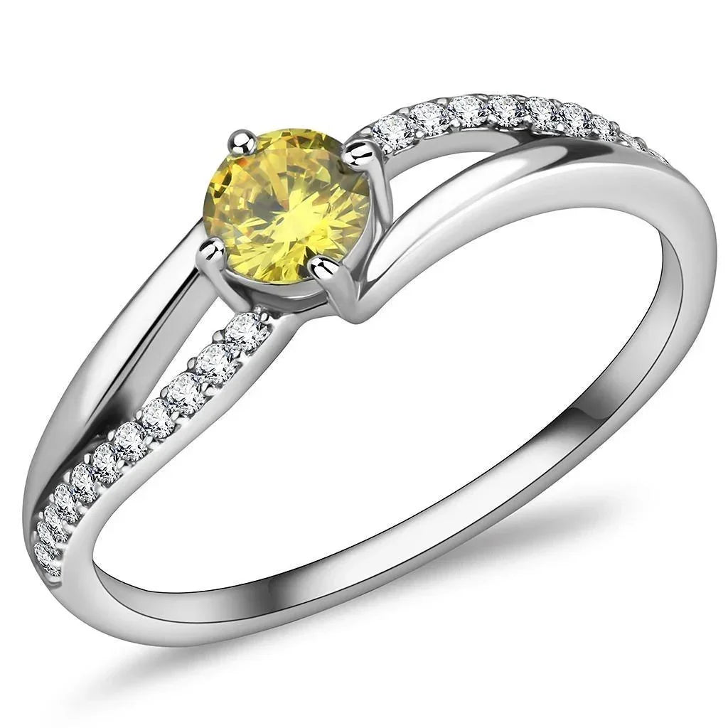 Silver Rings for Women 316L Stainless Steel DA118 - AAA Grade Cubic Zirconia in Topaz - Jewelry Store by Erik Rayo