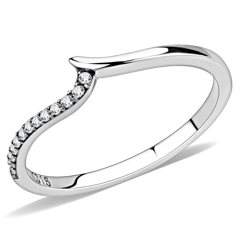 Silver Rings for Women 316L Stainless Steel DA162 - AAA Grade Cubic Zirconia in Clear - Jewelry Store by Erik Rayo