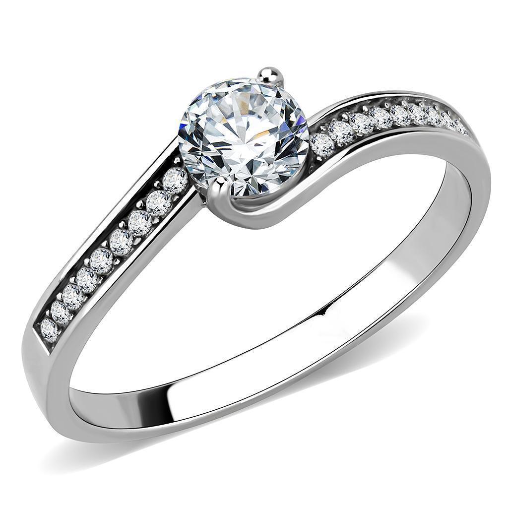 Silver Rings for Women 316L Stainless Steel DA233 - AAA Grade Cubic Zirconia in Clear - Jewelry Store by Erik Rayo