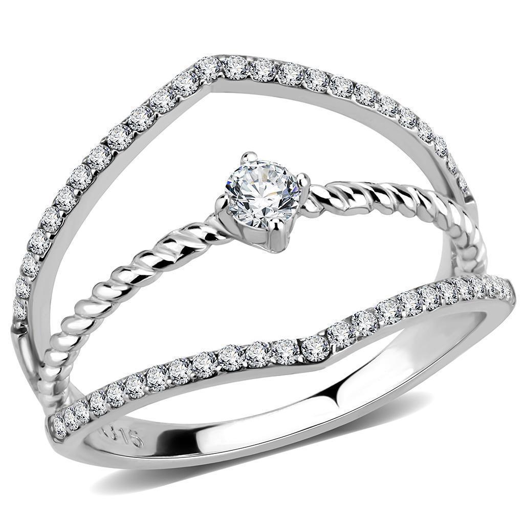 Silver Rings for Women 316L Stainless Steel DA264 - AAA Grade Cubic Zirconia in Clear - Jewelry Store by Erik Rayo