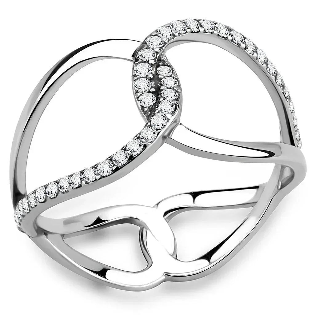 Silver Rings for Women 316L Stainless Steel DA307 - AAA Grade Cubic Zirconia in Clear - Jewelry Store by Erik Rayo