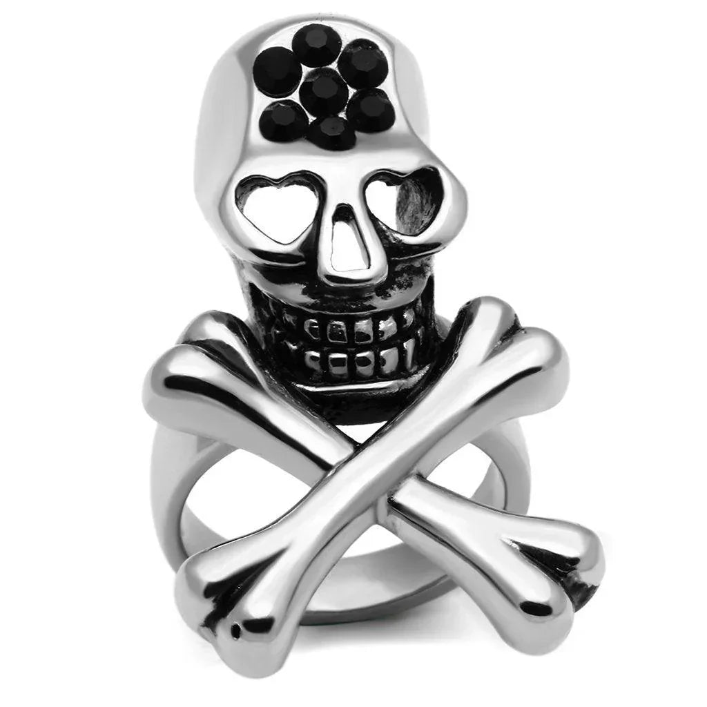 Silver Rings for Women Stainless Steel TK606 with Top Grade Crystal in Jet - Jewelry Store by Erik Rayo