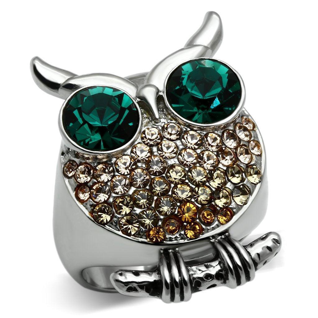 Silver Rings for Women Stainless Steel TK656 with Top Grade Crystal in Emerald - Jewelry Store by Erik Rayo