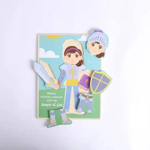 Puzzle Wood Armor Of God Build-A-Kid Girl