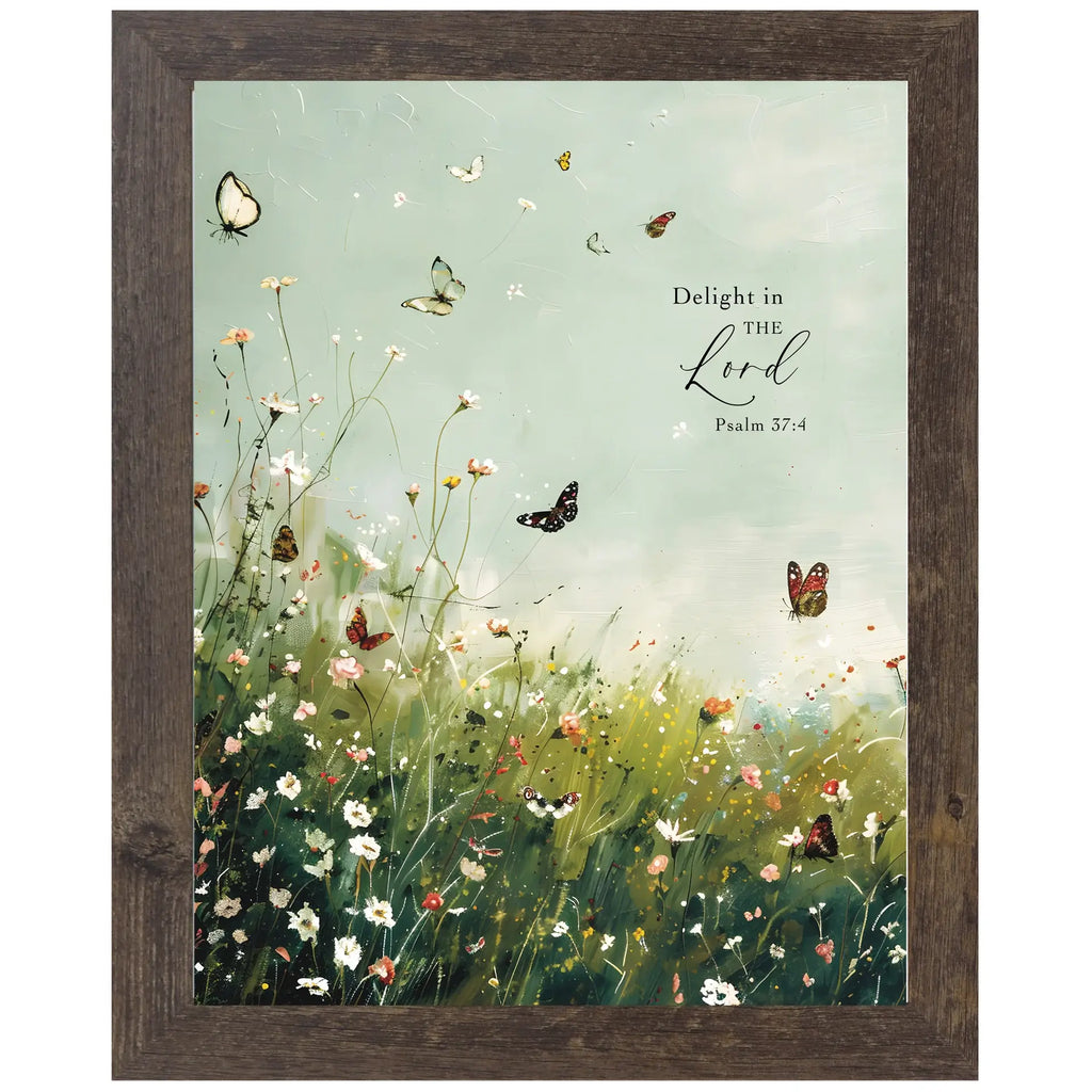 Delight In The Lord Floral Butterfly Butterflies Art Sign