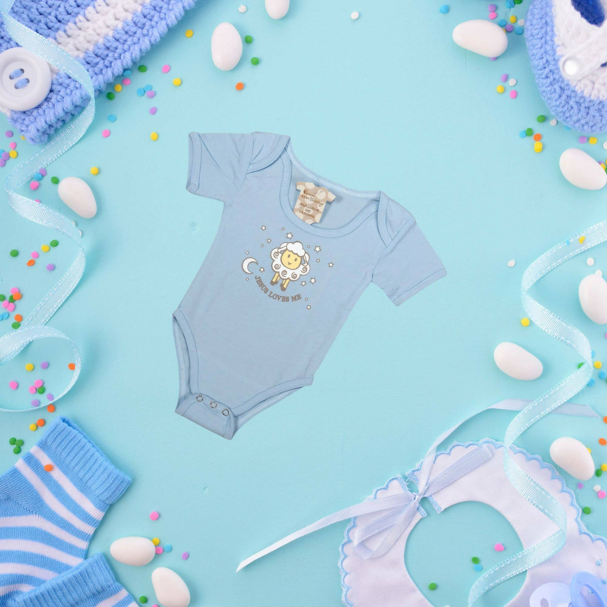 Baby Shirt 3-6Mo Blu Jesus Love Me Cotn