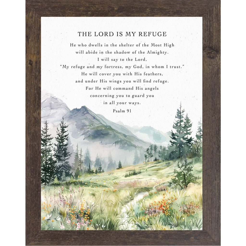 The Lord Is My Refuge Psalm 91 Christian Art Sign Decor