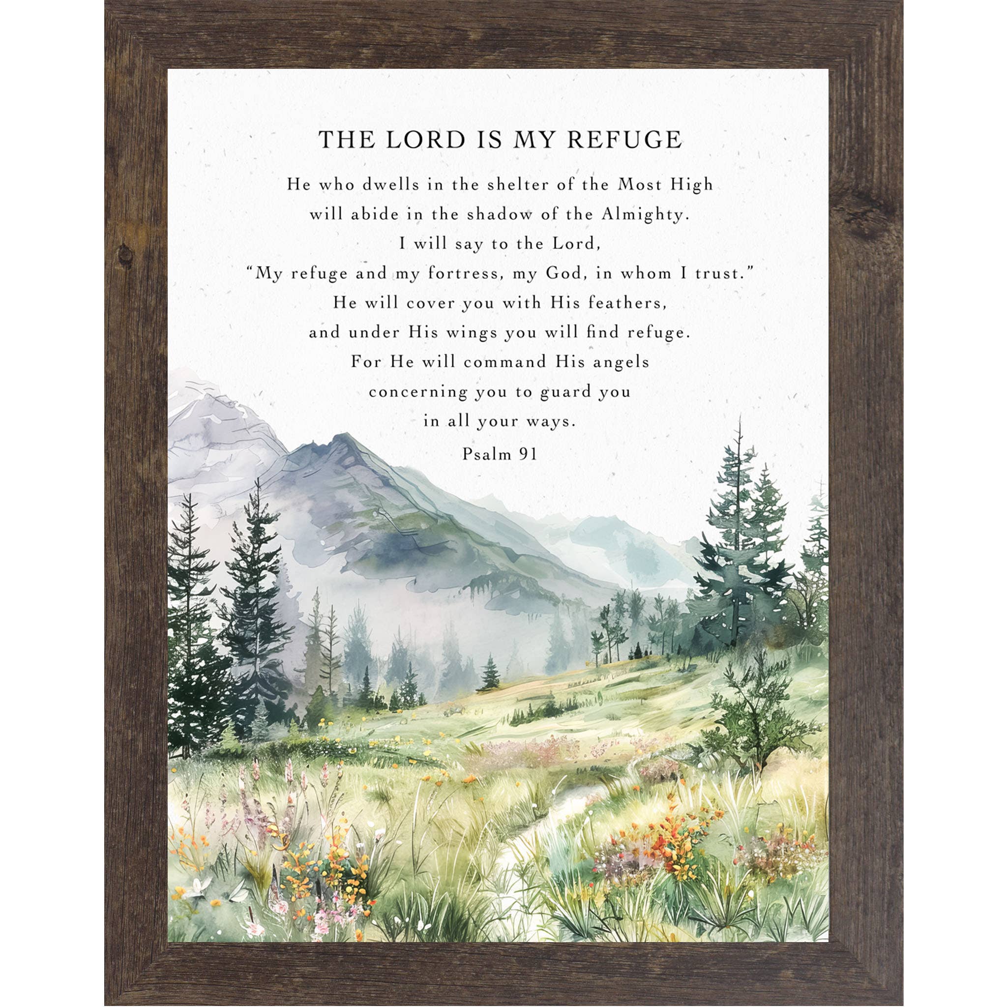 The Lord Is My Refuge Psalm 91 Christian Art Sign Decor
