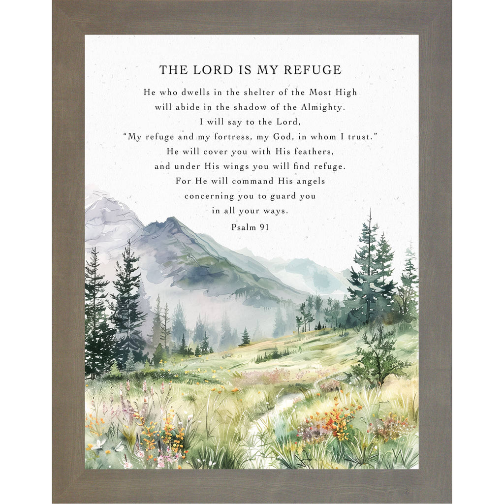The Lord Is My Refuge Psalm 91 Christian Art Sign Decor