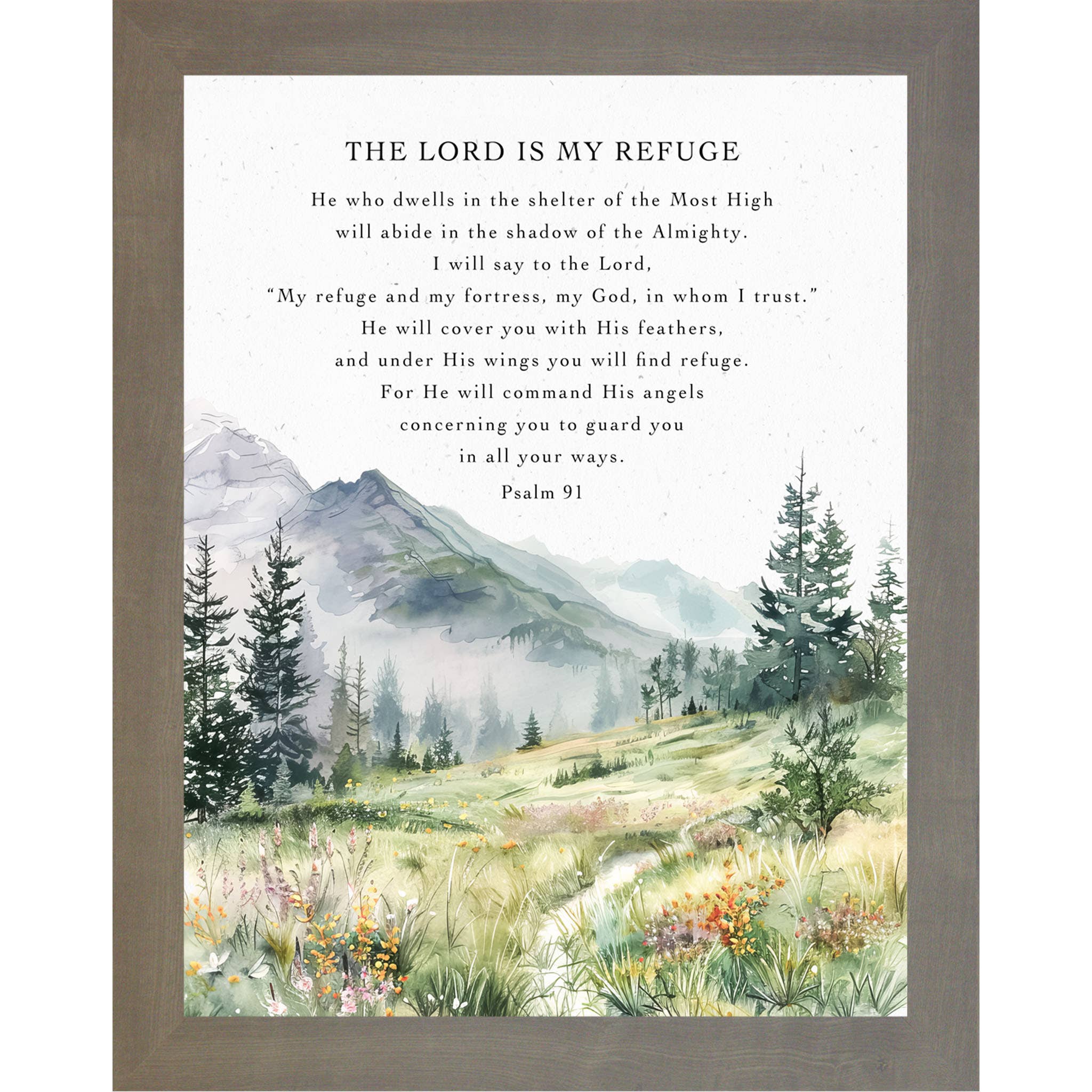 The Lord Is My Refuge Psalm 91 Christian Art Sign Decor