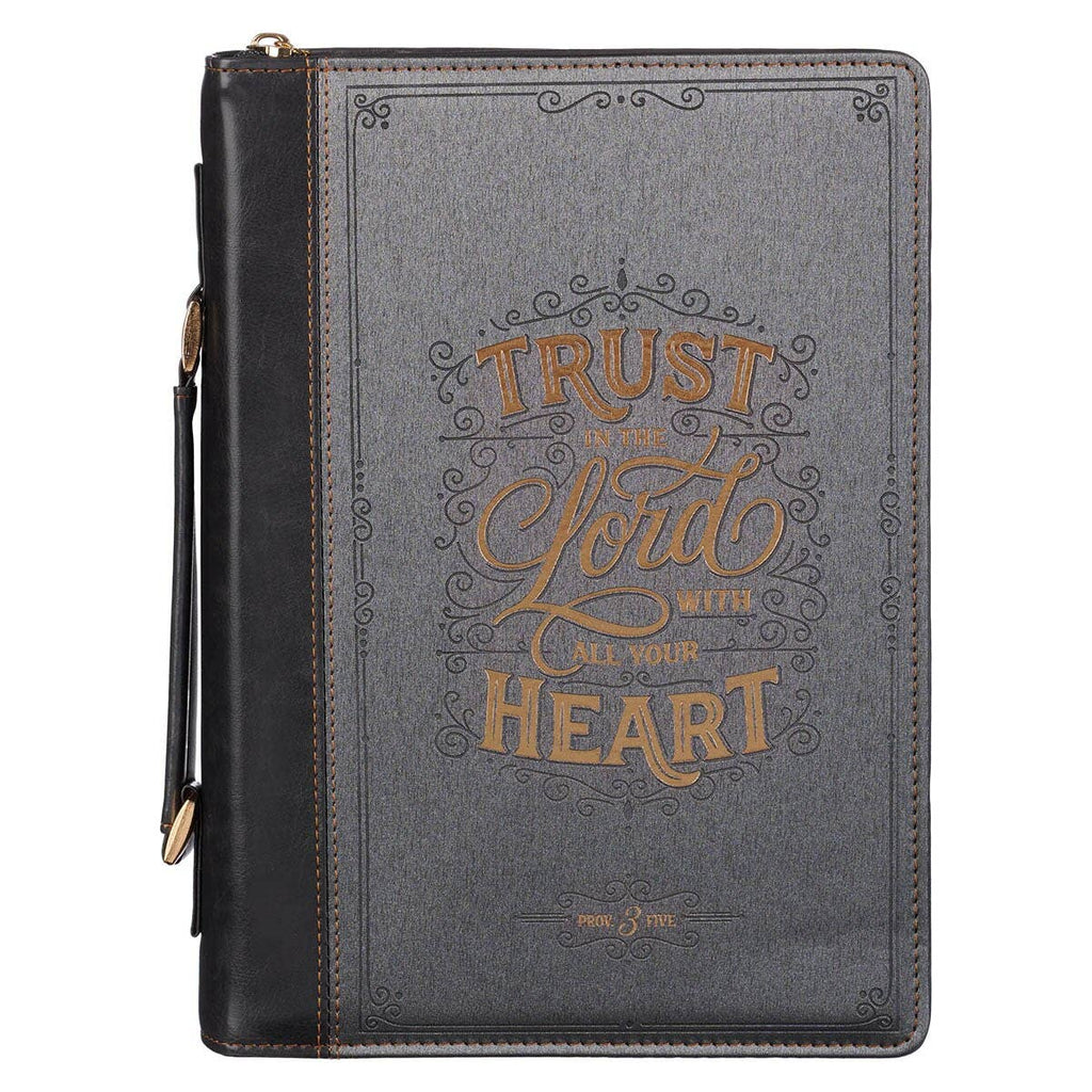 Bible Cover Fashion Charcoal/Black Trust In The Lord Prov3:5