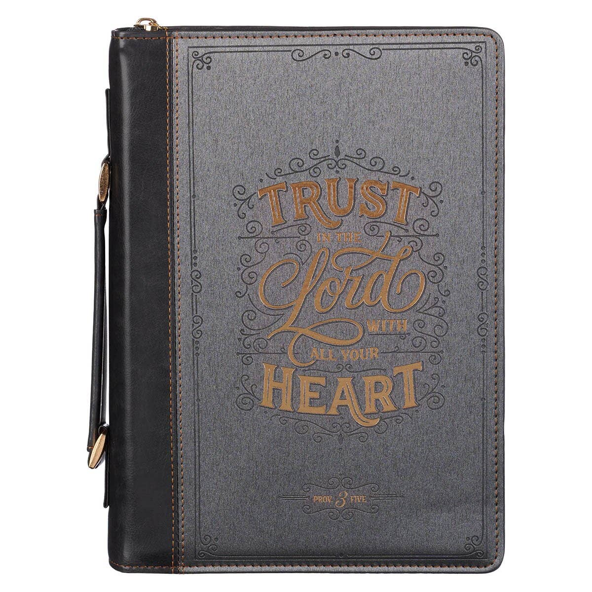 Bible Cover Fashion Charcoal/Black Trust In The Lord Prov3:5
