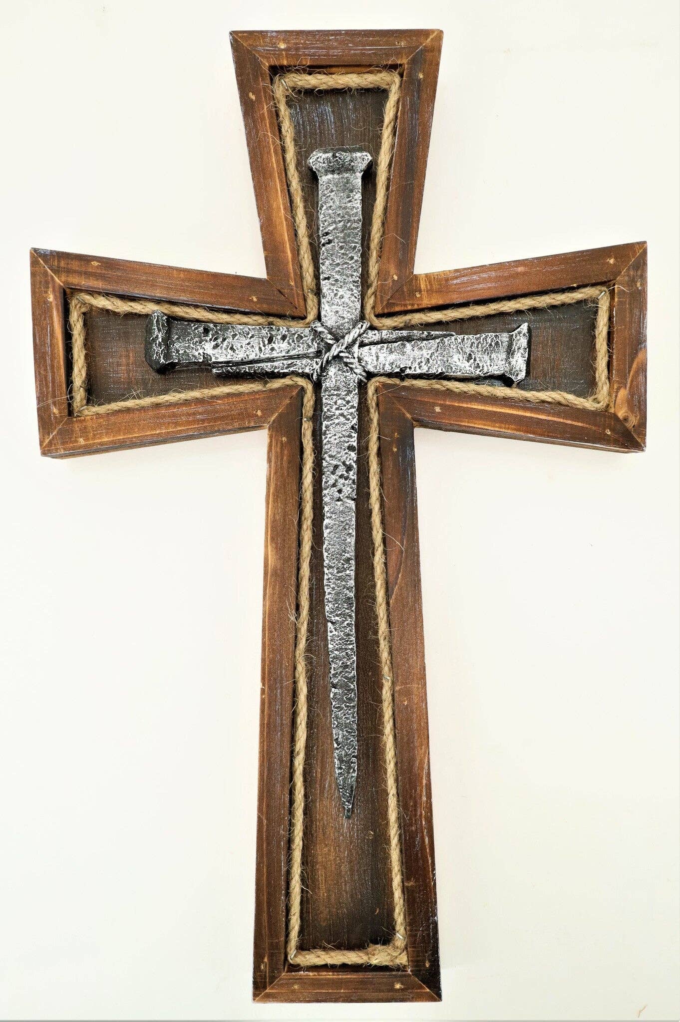 17" x 10.5" Nail Wood Cross
