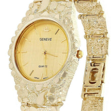 Load image into Gallery viewer, 10k Mens Watch Yellow Gold Nugget Link Geneve Wrist Watch Adjustable 7-7.5 47 grams - Jewelry Store by Erik Rayo
