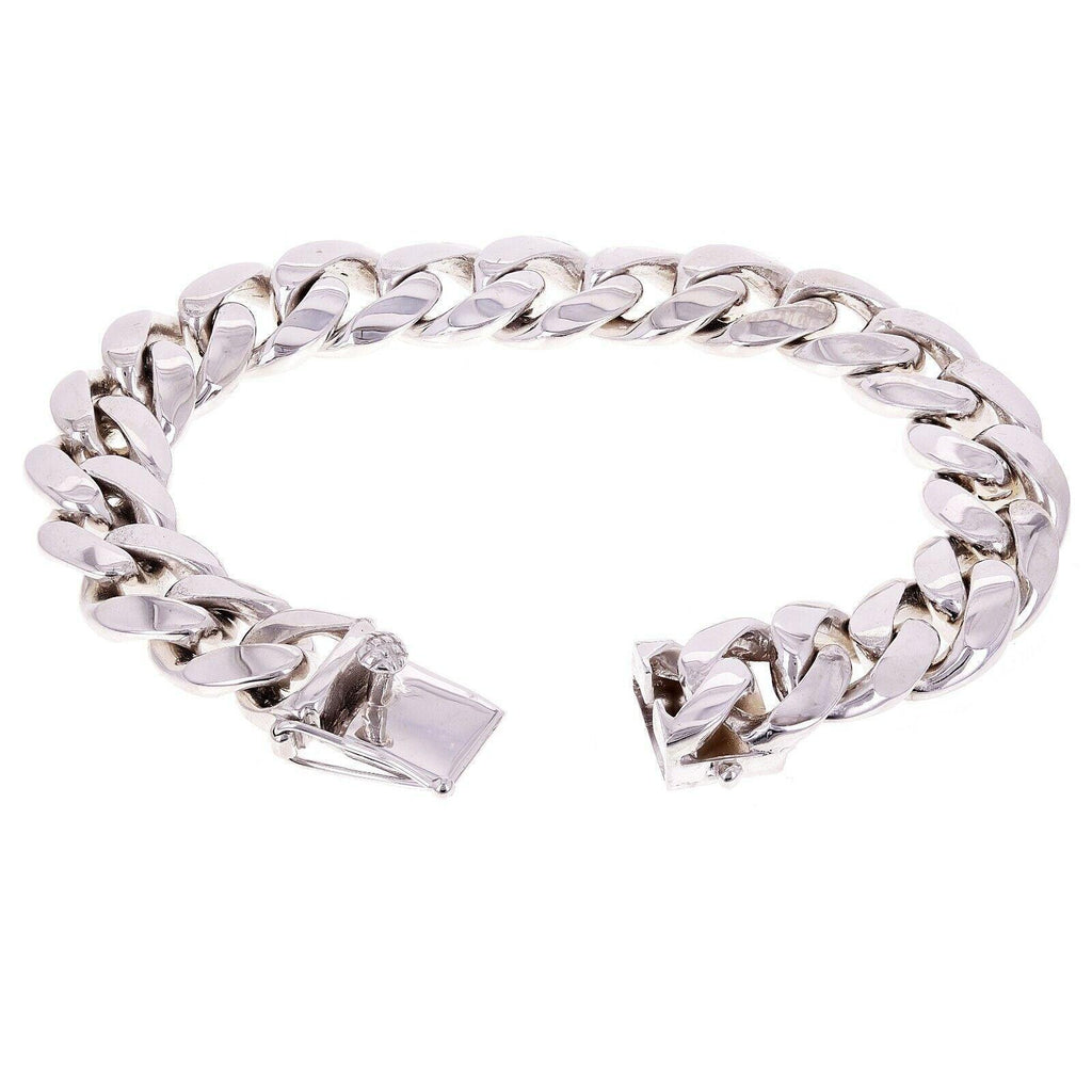 10k White Gold Miami Cuban Link Chain Bracelet 8.5" 13mm 92.7 grams - Jewelry Store by Erik Rayo